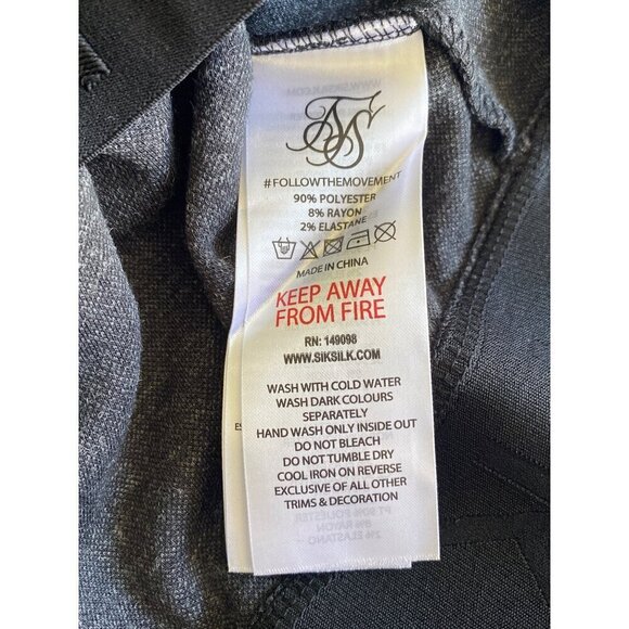 SikSilk NWT Tonal Check Agility Zip Through Drawstring Hoodie, Grey Men’s Size S - Picture 5 of 7